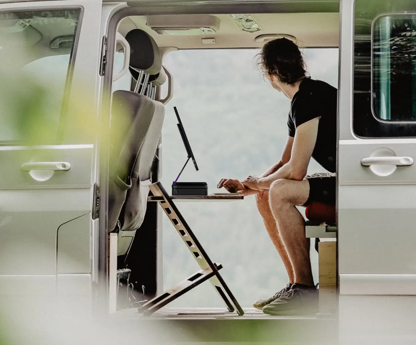 working from a van